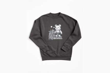 Bearbrick and White Pullover Sweatshirt Charcoal