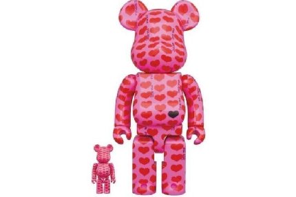 Bearbrick x Hide Pink Heart 100% & 400% Set
